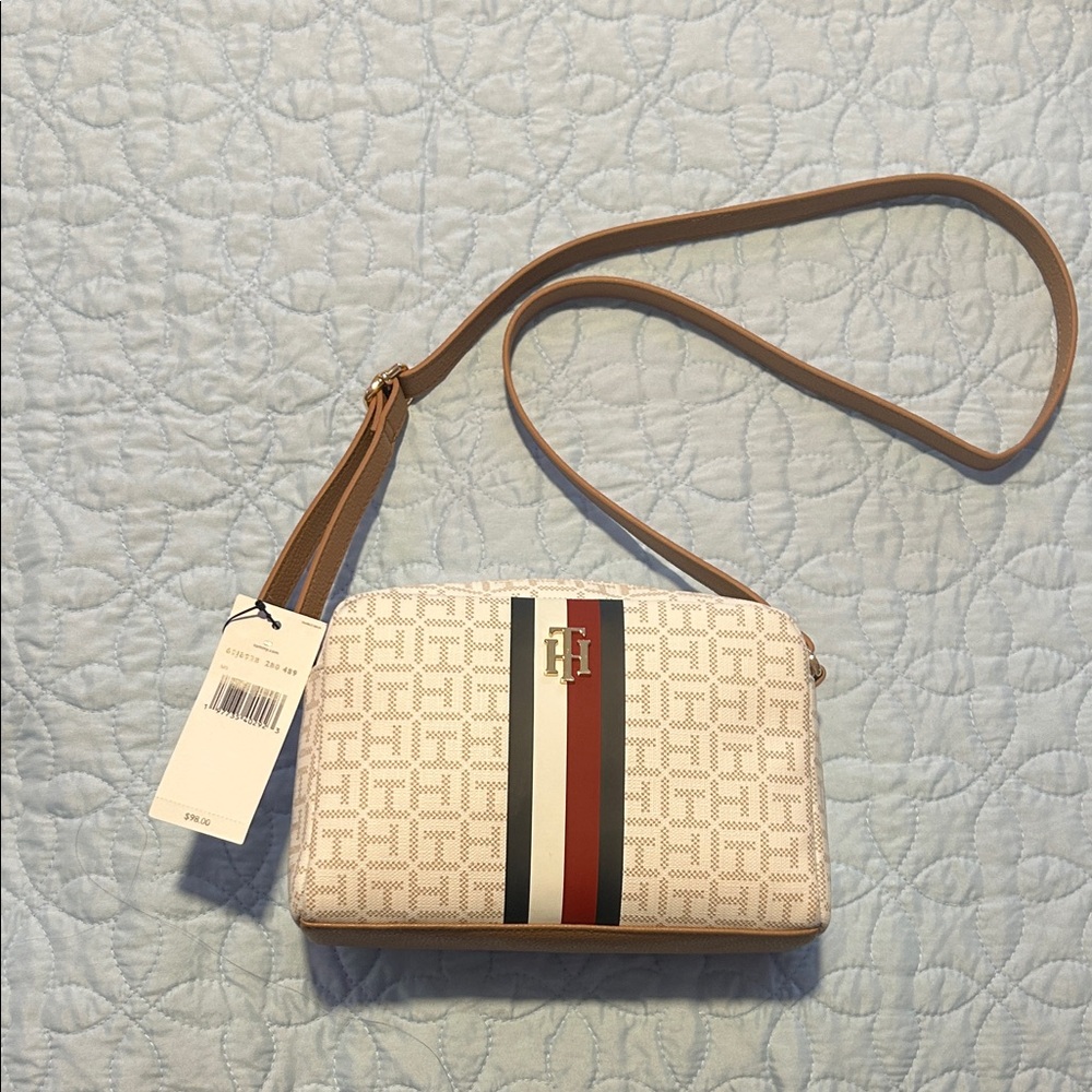 Tommy Hilfiger White and Tan Mini Bag
